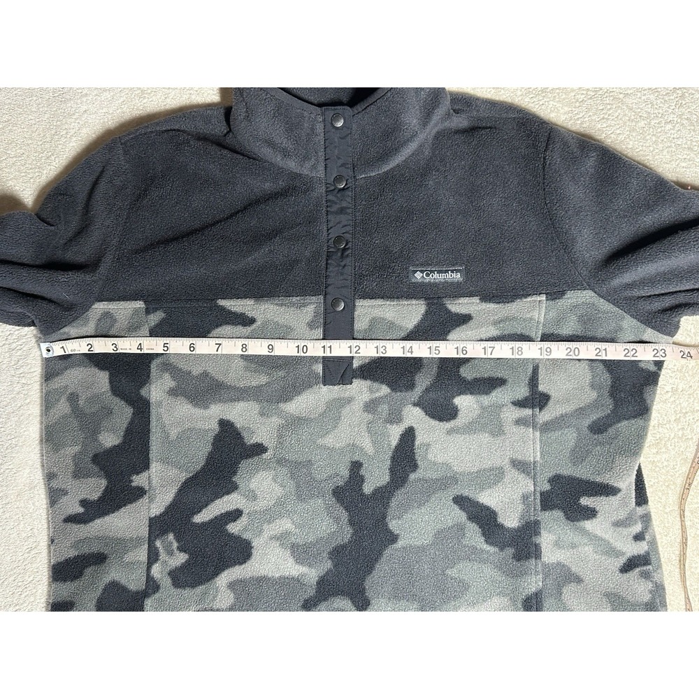 Columbia Benton Springs Snap Fleece Pullover Womens L Grey Black Camo AL2906 - Picture 7 of 9